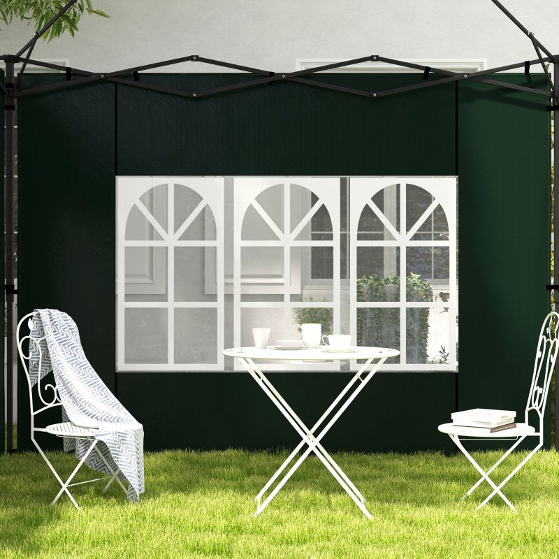 Outsunny Gazebo Side Panels with Window for 3x3(m) or 3x6m Gazebo Canopy, 2 Pack Sides Replacement, Green