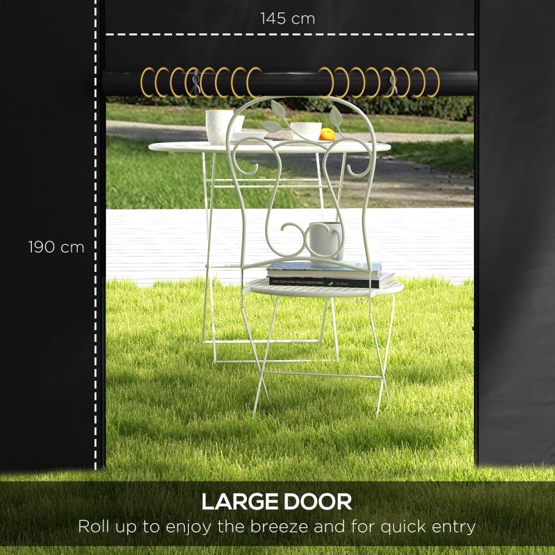 Outsunny Gazebo Side Panels with Windows and Doors, for 3x3(m) or 3x6m Pop Up Gazebo, 2 Pack Sides Replacement, Black