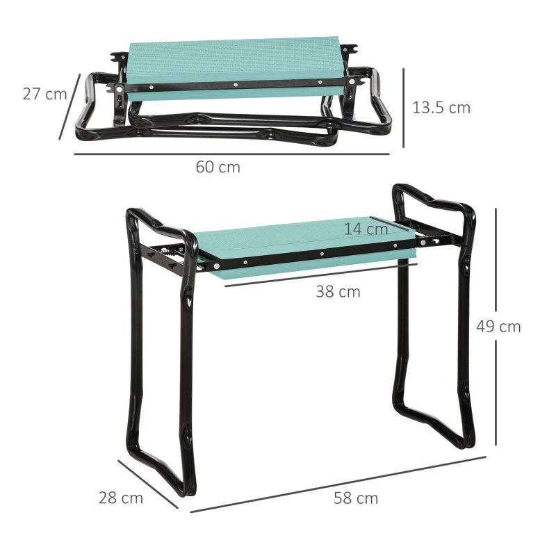 Outsunny 2 in 1 Garden Kneeler Seat, Kneeling Pad Support Bench, Foldable Knee Protector, Green