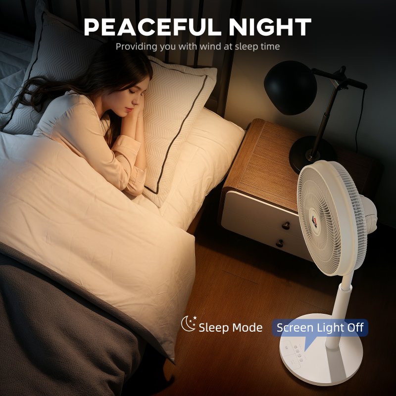 HOMCOM 16" Standing Pedestal Fan, Electric Cooling Floor Fan, Quiet, 80° Oscillating, Adjustable Tilt and Height, 12 Speed, 15H Timer, Remote Control, Sleep Mode, for Home Office Bedroom, White