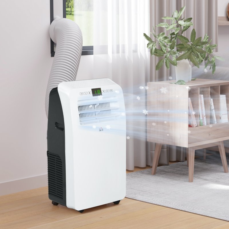 HOMCOM 12000 BTU Portable Air Conditioner, 3-in-1 Air Conditioning Unit, Dehumidifier, Cooling Fan with Remote Control, Digital Display, 3 Speeds, 24H Timer On/Off, Window Venting Kit, 35m²