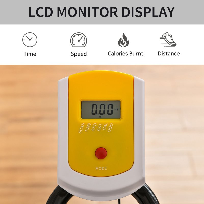 HOMCOM Stationary Exercise Bike w/ 6kg Flywheel, LCD Monitor, Adjustable Resistance, Pad & Bottle Holder, for Indoors, Gyms, Offices, Cardio Workout - Yellow