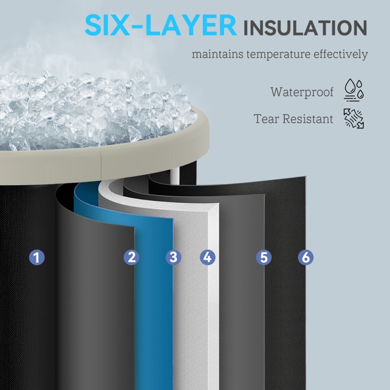 SPORTNOW Ice Bath Tub Outdoor, 210L Portable Cold Water Therapy Tub, Recovery Cold Plunge Pool with Lid, Cover, Carry Bag for Athletes, Black