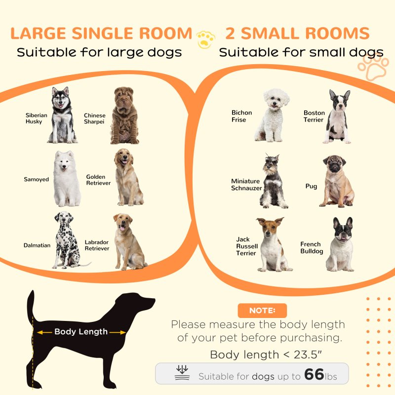 PawHut Dog Crate Furniture for Large Dog, Double Dog Cage for Small Dogs with Divider, Sliding Doors - Grey
