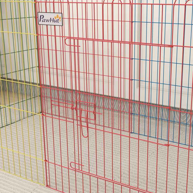 PawHut Dog Playpen Puppy Pen Metal Rabbit Run Pet Crate Fence w/ Door Indoor & Outdoor, 60H x 156cm