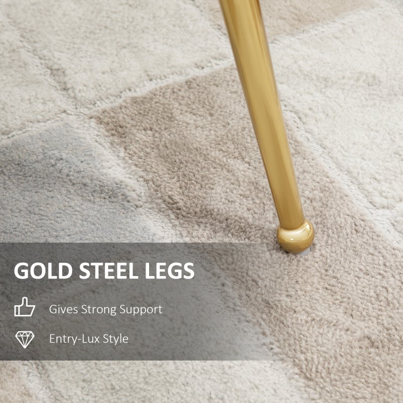 HOMCOM Shell Luxe Velvet Accent Chair with Gold-tone Metal Legs, Modern Vanity Chair for Living Room, Bedroom, Home Office, Pink