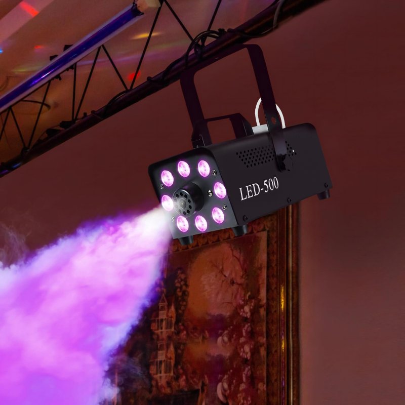 HOMCOM Smoke Machine with 3 RGB LED Lights, 13 Colours, 4 Effects, 450W 2000 CFM Fog Machine with Wired and Wireless Remote Control, for Halloween, Xmas, Wedding, Disco, Stage