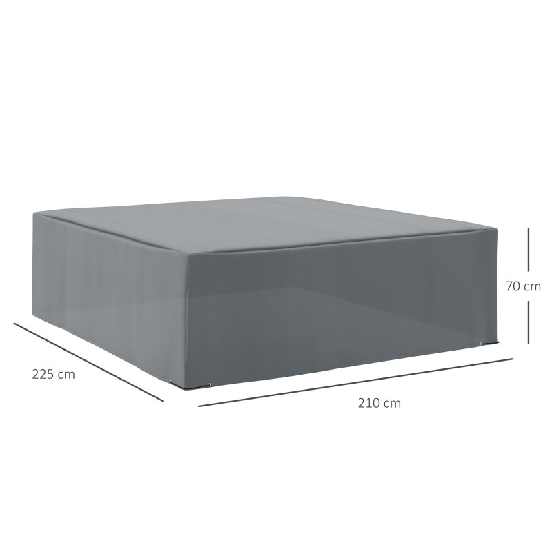 Outsunny 600D Oxford Outdoor Garden Furniture Sofa Set Cover, Waterproof Anti-UV Rattan Sun Lounger Protection Protector Cover, 225L x 210W x 70Hcm, Grey