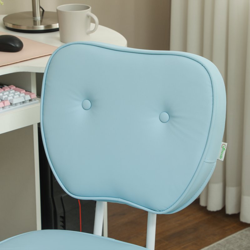 Vinsetto Cute Armless Office Chair, Small PU Leather Computer Desk Chair with Adjustable Height, Swivel Wheels, Mid Back, Light Blue