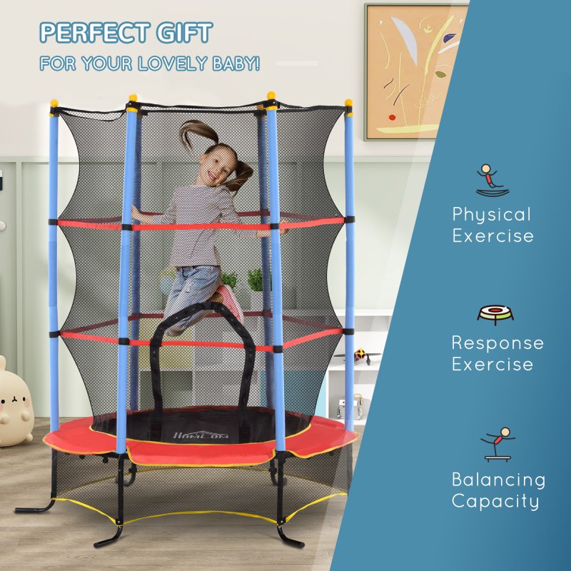HOMCOM 6FT Kids Trampoline for Toddlers with Safety Net Enclosure Outdoor Indoor for Age 3-10 Years, Blue