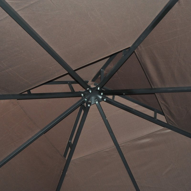 Outsunny 3 x 3 m Garden Gazebo Double-Roof Marquee Patio Wedding Party Tent Canopy Shelter with Sidewalls (Brown)