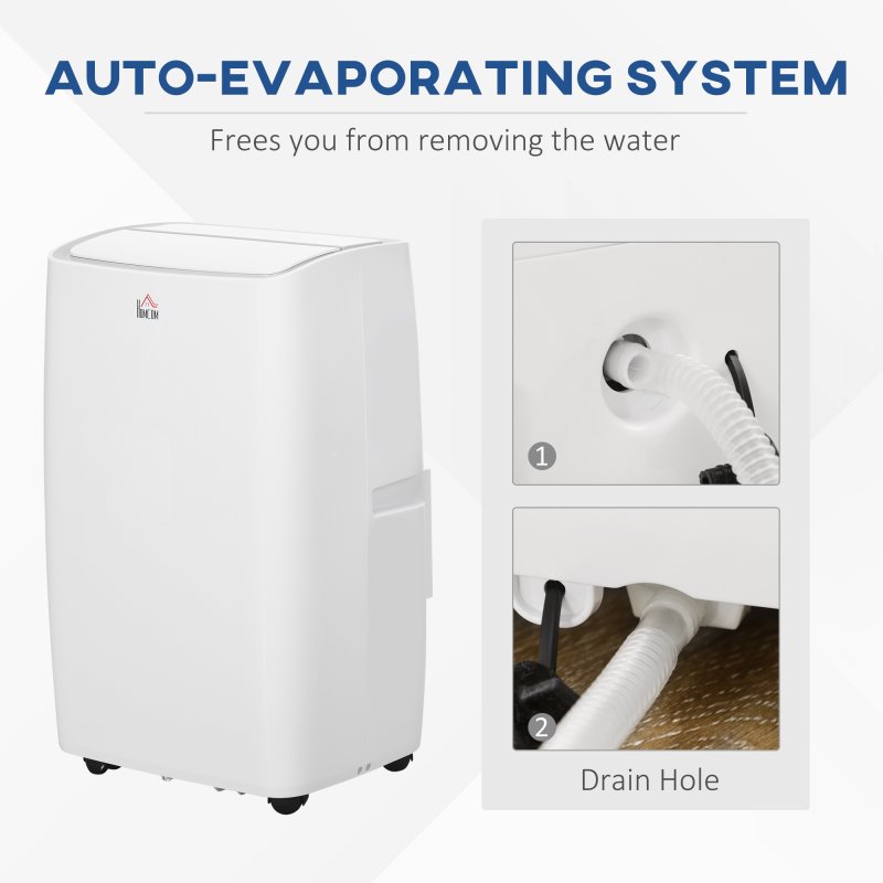 HOMCOM 12000 BTU Air Conditioning Unit, 3-in-1 Portable Air Conditioner, Dehumidifier, Cooling Fan with 3 Speeds, Remote Control, LED Display, 24H Timer, Window Venting Kit, Children Lock, 35m²