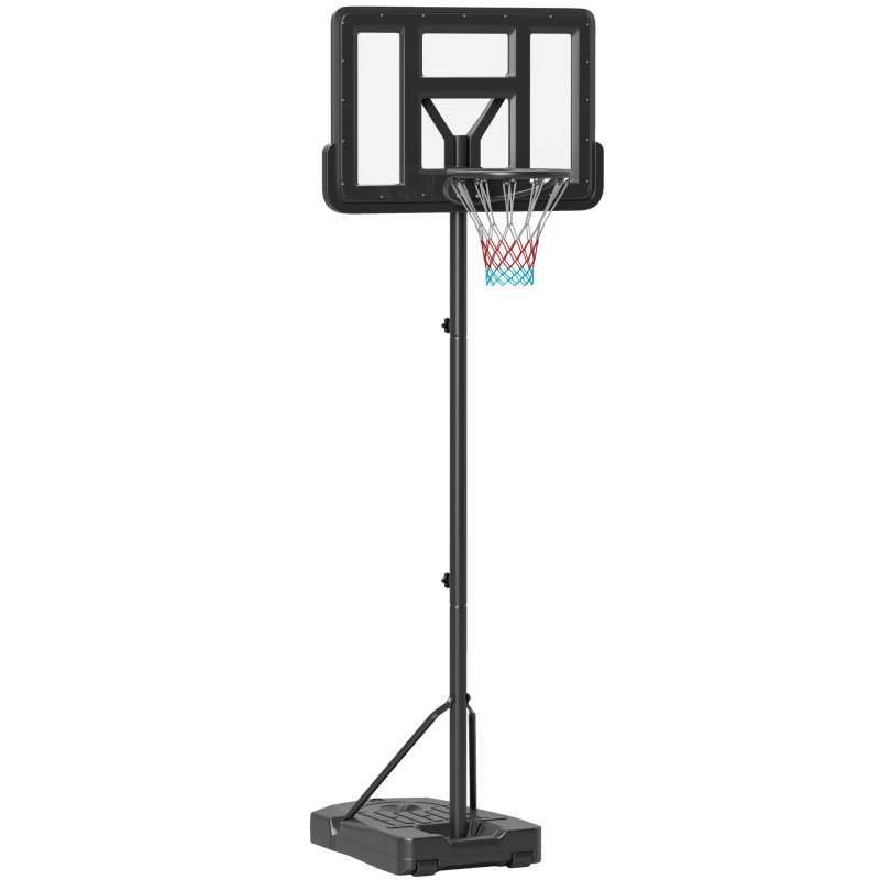 SPORTNOW Height Adjustable Basketball Hoop and Stand, Freestanding Basketball Stand, Net w/ Wheels, Enlarged Base, PE Backboard, 2-3.05m - Black