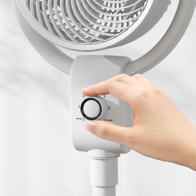 HOMCOM 10" Pedestal Fan, 70°+90° Oscillating Air Circulation Fan with 3 Speeds, Dense Mesh, Easy Assembly, for Home Office, Bedroom, White