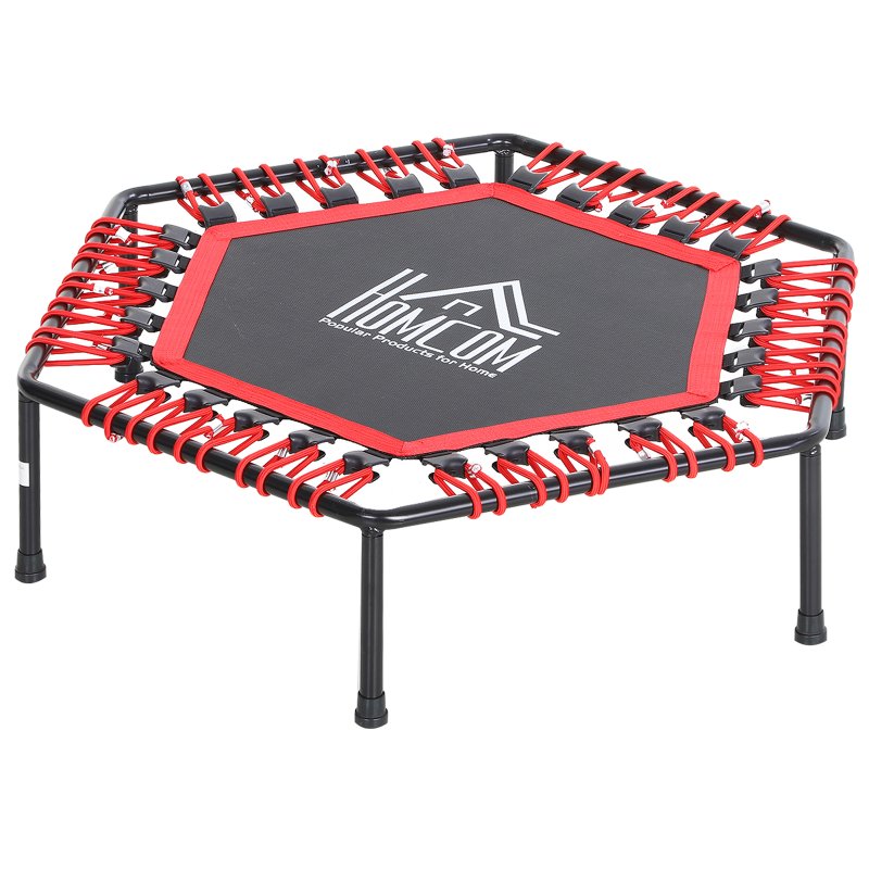 HOMCOM 40" Hexagon Fitness Trampoline Indoor Outdoor Metal Bouncer Jumper Adult Home Gym Fitness - Red