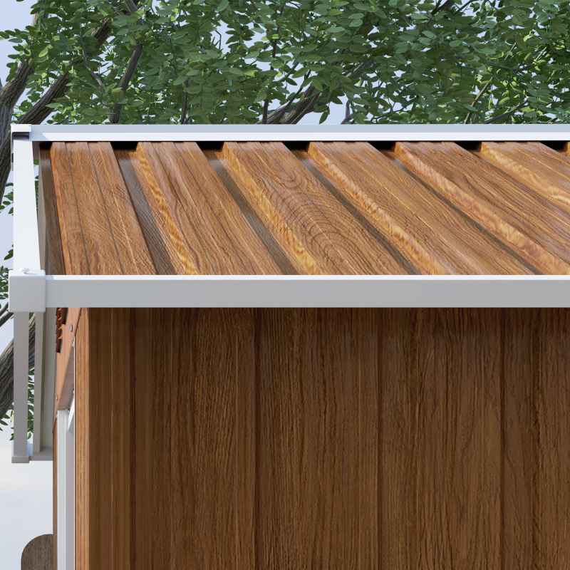 Outsunny 6.5 x 3.5ft Metal Garden Shed, Outdoor Storage Shed for Tool Organization with Double Sliding Doors and 4 Vents for Garden, Patio, Brown Wood Effect