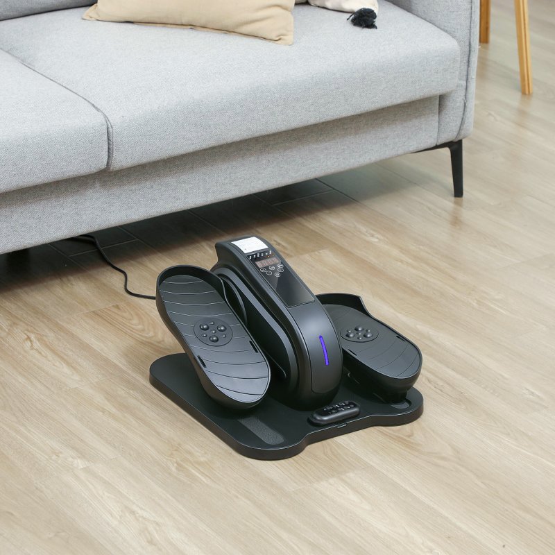 SPORTNOW Under Desk Elliptical Machine, Seated Pedal Exerciser, Mini Elliptical Trainer with LCD Monitor, Remote Control and 10 Adjustable Speed, Quiet & Portable for Seniors, Black