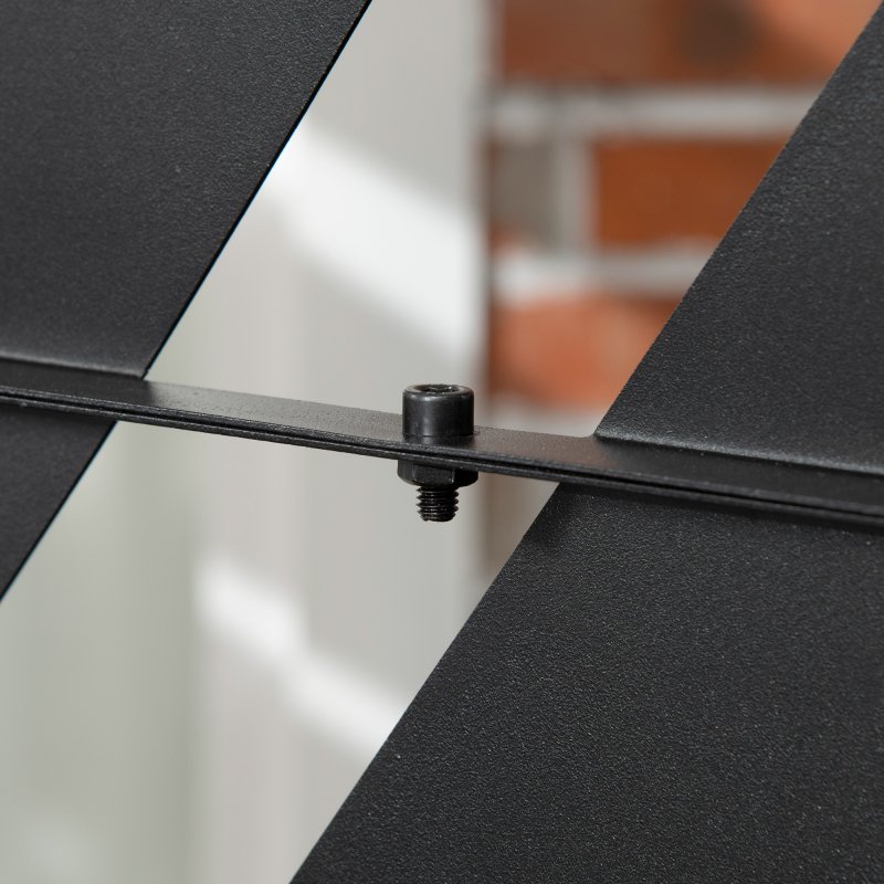 Outsunny Decorative Garden Privacy Screen with Stand, 6.5FT Freestanding Metal Outdoor Divider, Decorative Privacy Panel with Expansion Screws for Garden Pool Hot Tub, Banana Leaf Style, Black