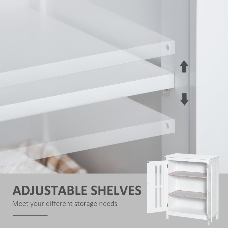 kleankin Narrow Bathroom Cabinet, Slim Bathroom Storage Unit with Adjustable Shelves, Freestanding Storage Cupboard 60 x 30 x 80 cm