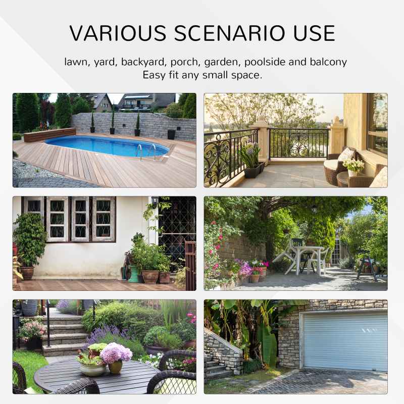 Outsunny Folding Rattan Garden Dining Table, 68 cm Round Rattan Garden Table with Water Ripple Tempered Glass Top, Wicker Edging  and Steel Frame for Outdoor, Patio, Brown