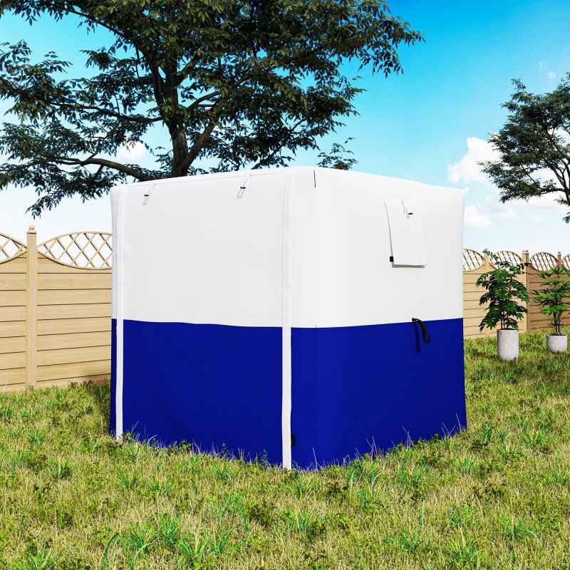 Outsunny Pop Up Gazebo with Sides, 2m x 2m Easy 1 Person Setup Party Tent with Carry Bag, Stakes, Ropes, Folding Multifunctional Instant Shelter, Dark Blue and White