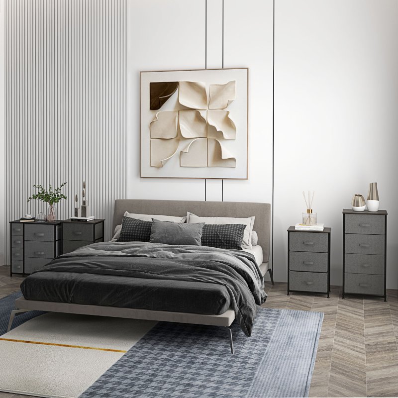 HOMCOM Chest of Drawers with 7 Drawers, Fabric Drawers with Large Storage Space, Drawers Dresser with Metal Frame, Adjustable Feet for Bedroom Living Room