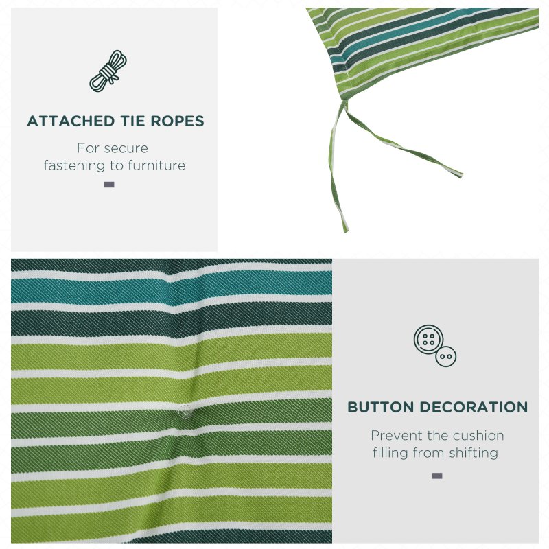 Outsunny Set of 2 Outdoor Garden Patio 2-3 Seater Bench Swing Chair Cushion Seat Pad Mat Replacement 120L x 50W x 5T cm - Green Stripes