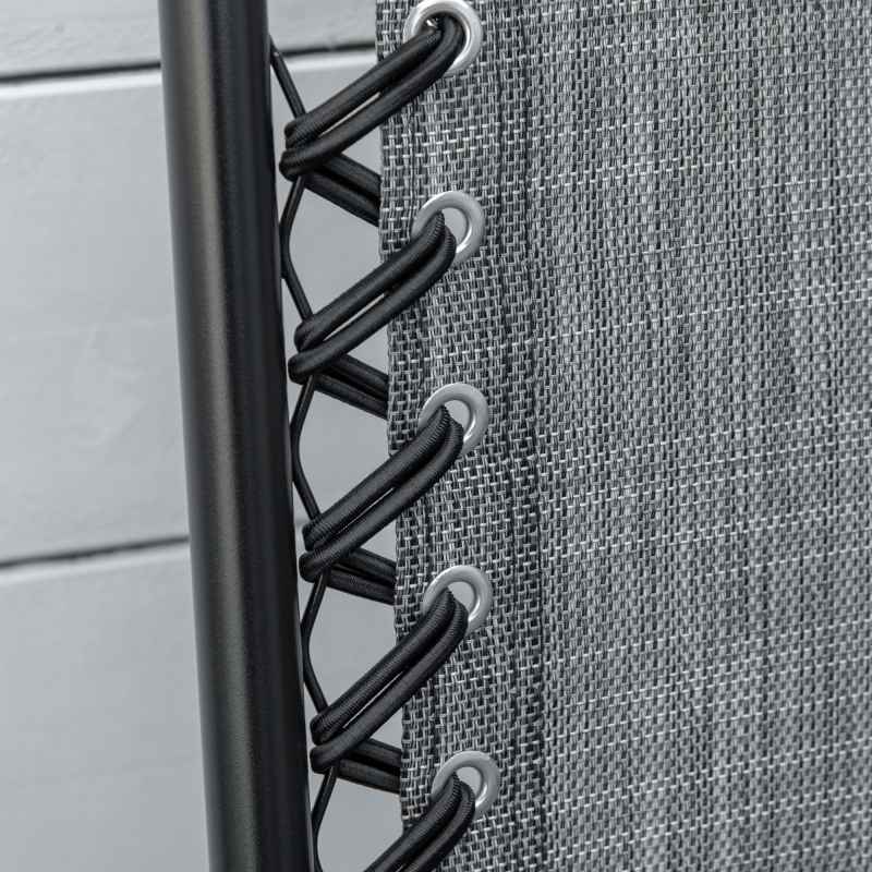 Outsunny Set of 2 Patio Folding Chair Set, Garden Portable Outdoor Chairs with Armrest and Breathable Mesh Fabric Seat and Backrest, for Camping, Beach, Deck, Lawn, Grey