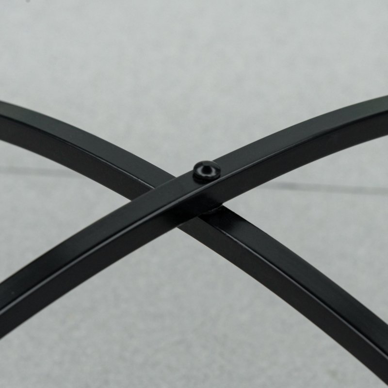 Outsunny 60 cm Mosaic Garden Table, Small Round Outdoor Side Table with Ceramic Top, Plant Stand for Patio, Balcony, Black