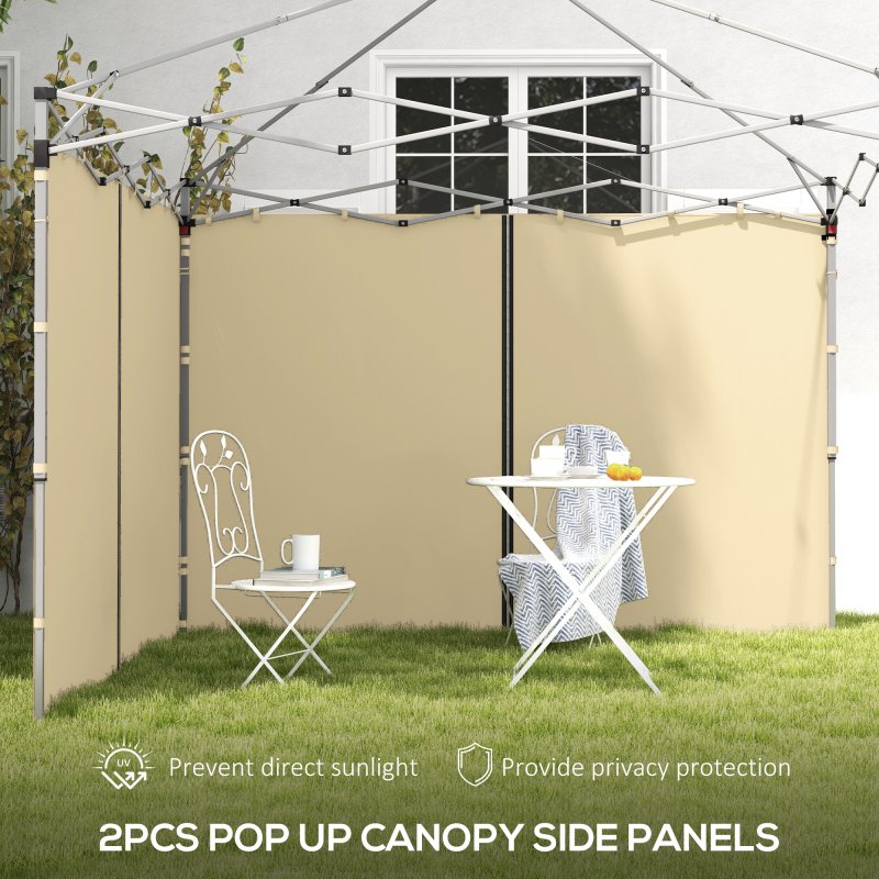 Outsunny Gazebo Side Panels with Zipped Doors, for 3x3 m or 3x6 m Pop Up Gazebo, 2 Pack Sides Replacement, Beige
