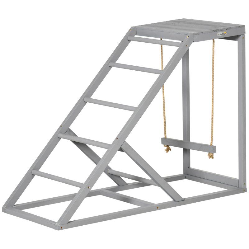 PawHut Chicken Activity Play Set with Swing, Chicken Coop Toy with Ladder, Platform for 2 Chickens, Hens, Grey
