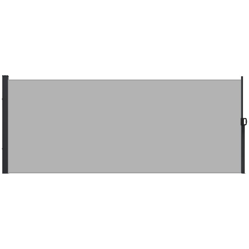 Outsunny Retractable Side Awning, Garden Privacy Screen Divider, Full Cassette Wind Breaker for Hot Tub, Balcony, Terrace, Pool, 400 x 180cm, Light Grey