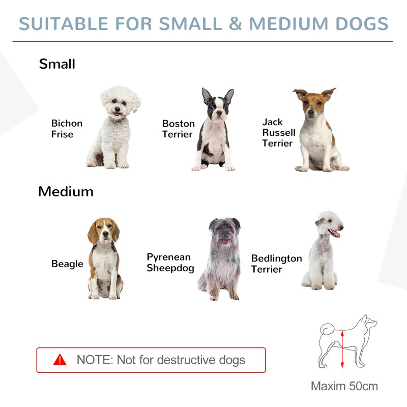 PawHut Wooden Dog Gate, Dog Fence Indoor, 80 cm Tall Freestanding Pet Gate for Small and Medium Dogs with 4 Panels, 2 Support Feet, Blue-Grey