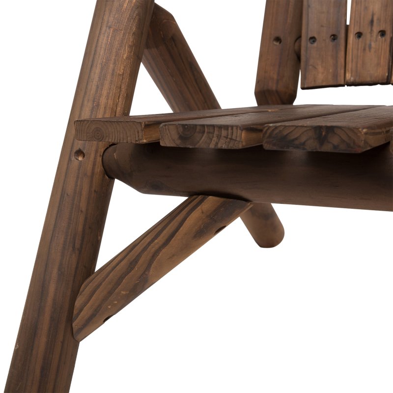 Outsunny Wood Patio Chair Bench 2 Seats with Centre Coffee Table, Garden Bench for Lounging and Relaxing Outdoors, Carbonized