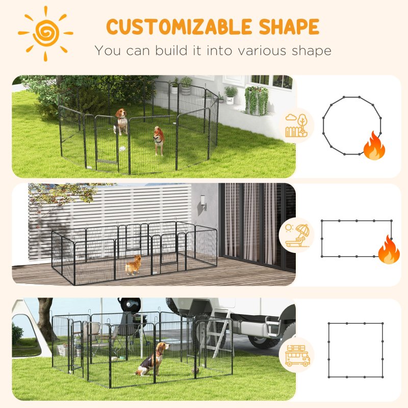 PawHut Dog Pen 12 Panels Puppy Pen Heavy Duty Pet Playpen for Indoor Outdoor for Dogs, Rabbits, Ducks 100cm High