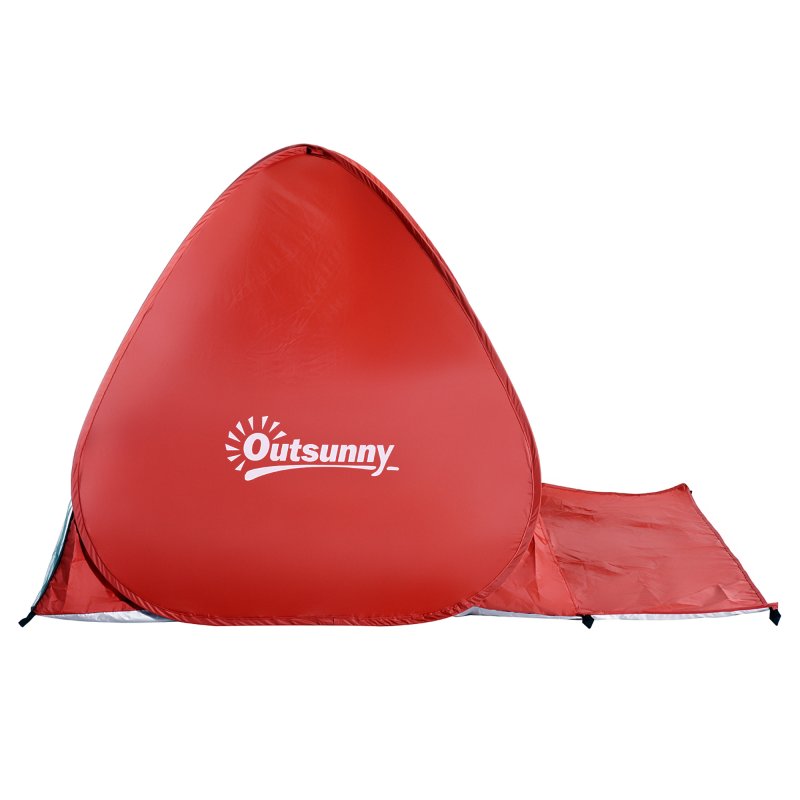 Outsunny Pop up Beach Tent, UV 30+ Portable Sun Shelter with Carry Bag, 2x1.5m for 2-3 Person, Red