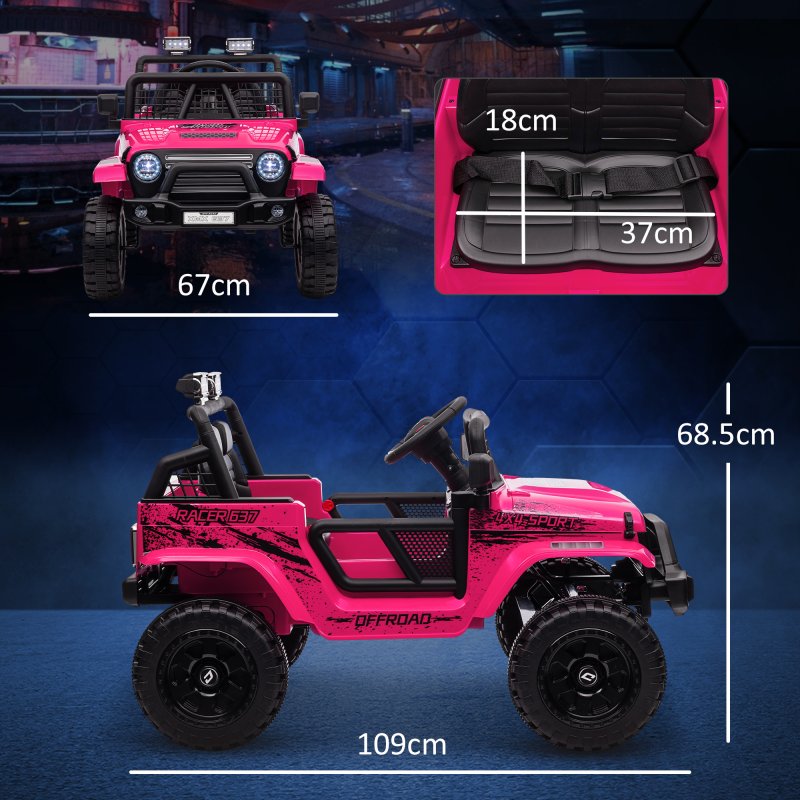 AIYAPLAY Kids Ride On Car, 12V Battery Powered Electric Truck with 4 Spring Suspension Wheels, Parental Remote Control, Music Horn LED Lights, Pink