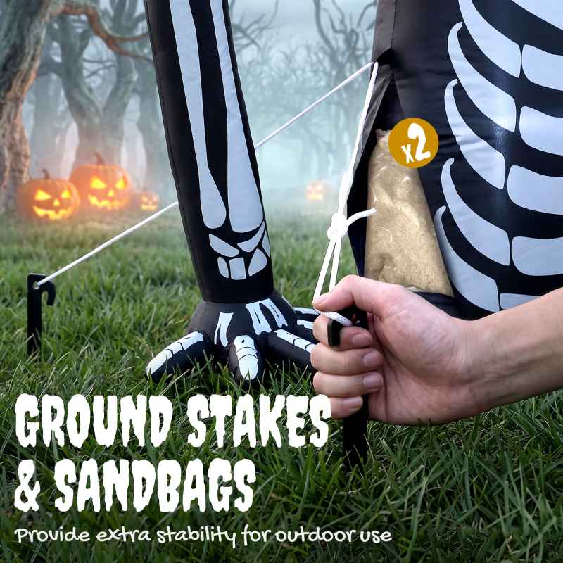 Outsunny 140 cm Inflatable Ground Crawling Skeleton, Scary Halloween Decoration, Blow Up Decoration with Built-in LED Lights for Garden Indoor Outdoor Decor