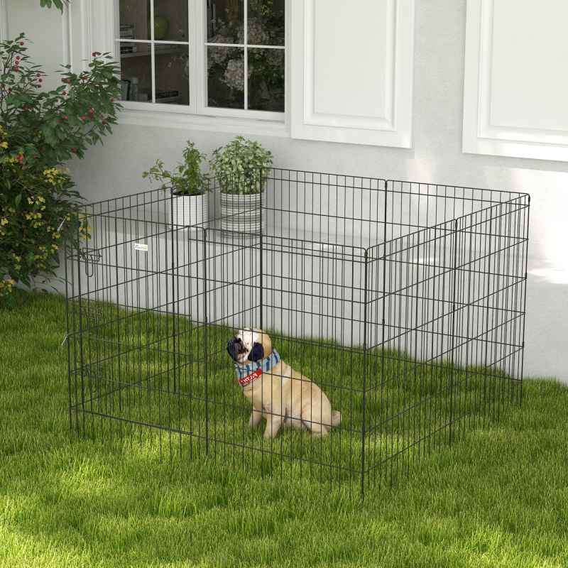 PawHut Dog Pen, 8 Panel Dog Playpen, DIY Design with Door, for Medium Dogs, Puppies, Small Animals, for Indoor/Outdoor Use, 91cm High