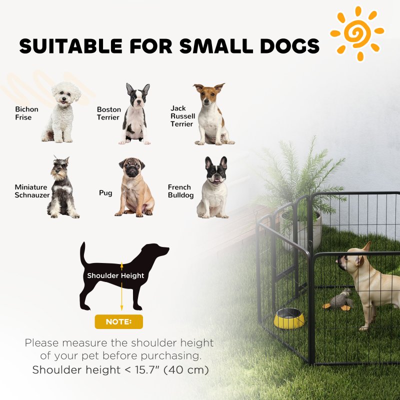 PawHut Dog Pen, 6 Panel Puppy Pen, Steel Dog Playpen, for Small Breeds, 60cm Tall, Black