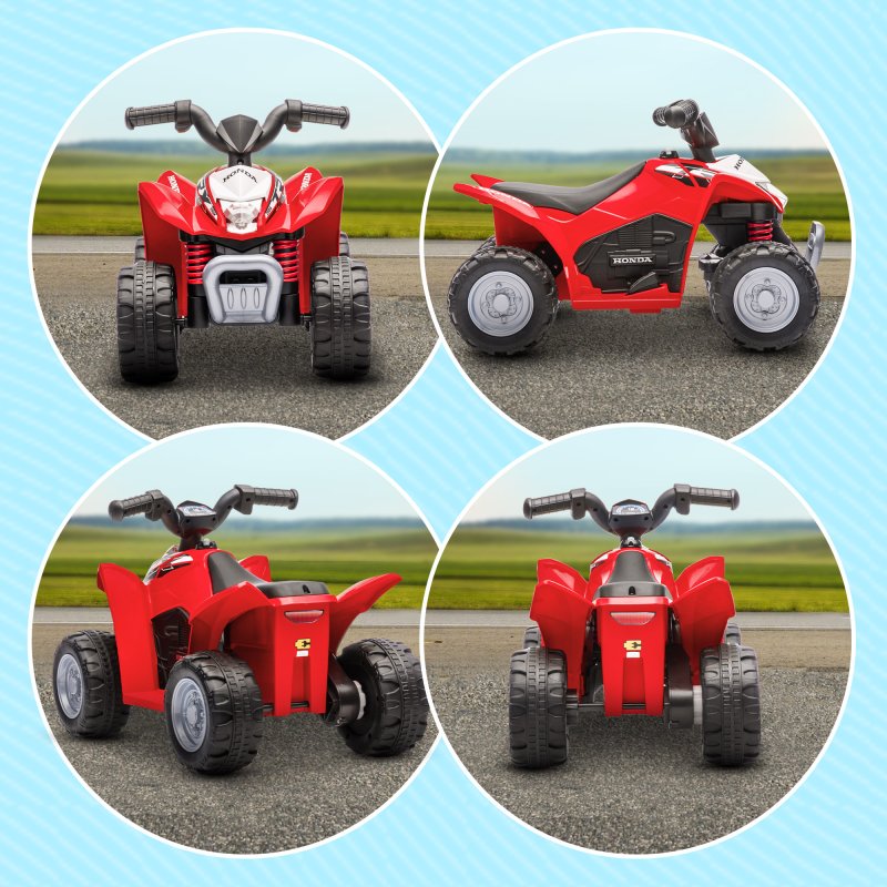 AIYAPLAY Honda Licensed Kids Electric Quad Bike, 6V Ride On Car ATV Toy, with LED Light, Horn, for 1.5-3 Years, Red
