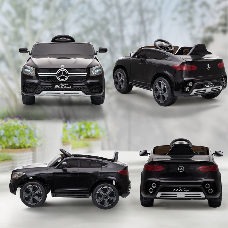 AIYAPLAY Mercedes-Benz GLC Coupe Licensed Kids Ride on Car, 12V Battery Powered Kids Electric Car with Remote Control, Soft Start, LED Light, Music, MP3, 3 Speed, for 3-6 Years, Black