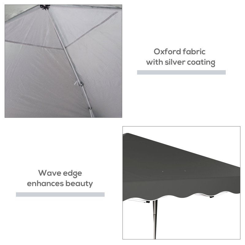 Outsunny 3x3(m) Pop Up Gazebo, Foldable Party Tent with Wave Edge and Carry Bag, Height Adjustable Festival Camping Canopy for Garden Outdoor, Grey