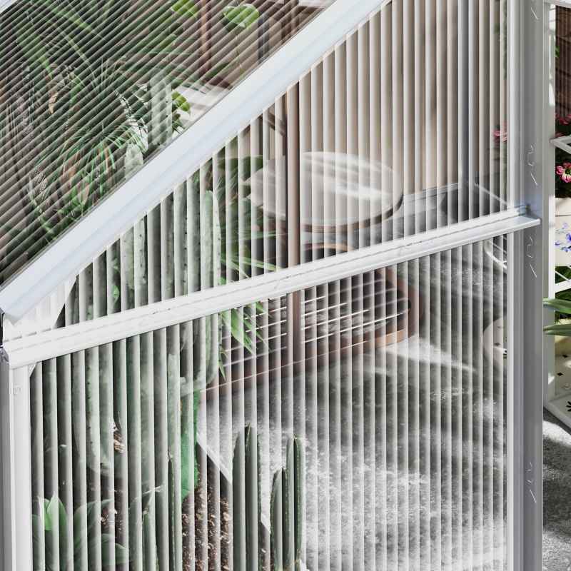 Outsunny 6 x 6ft Polycarbonate Greenhouse, Walk-In Greenhouse with Sliding Door, Adjustable Window, Aluminium Frame and Foundation, Garden Grow House with Rain Gutter, Silver