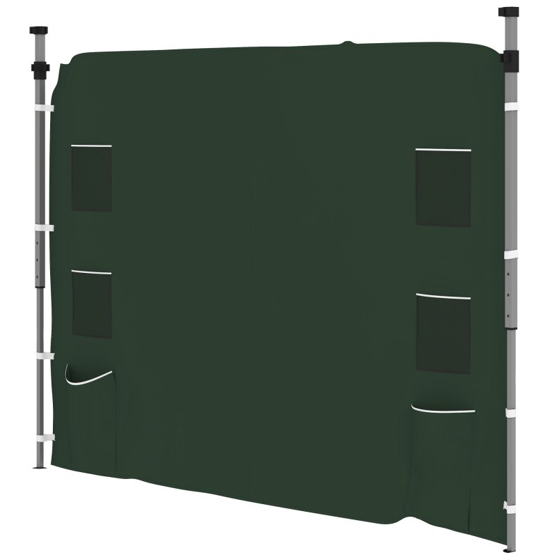 Outsunny Gazebo Side Panel, Canopy Sidewall Panel with 4 Mesh Bags and 2 Storage Pockets for 3 x 3 m Straight Leg Pop Up Gazebos, 1 Pack Sidewall Only, Green