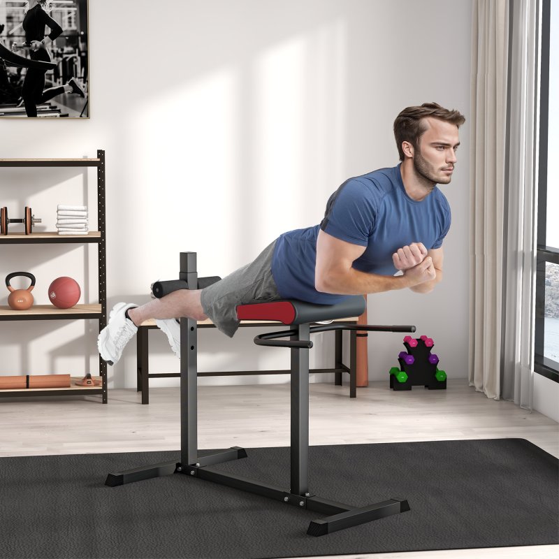 SPORTNOW Back Extension Bench Roman Chair, Hyperextension Bench with Adjustable Leg Roller for Back, Abdominal and Gluteal Training