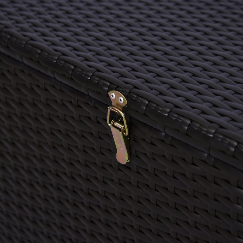 Outsunny 284 L Rattan Garden Storage Box, Outdoor Garden Storage Box with Gas Lift and Lockable Lid, Outdoor Wicker Rattan Chest Container for Garden Tools, 118 x 54 x 59 cm, Dark Brown