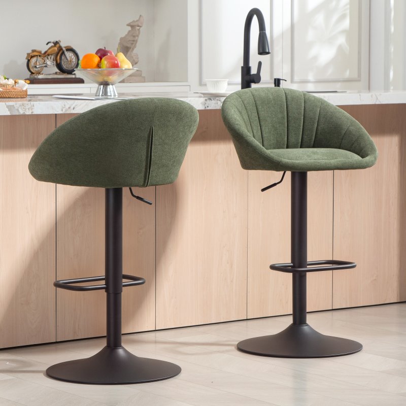HOMCOM Bar Stools Set of 2, Swivel Barstools, Height Adjustable Breakfast Bar Chairs with Backrest and Footrest for Kitchen Island Counter, Dining Room, Dark Green