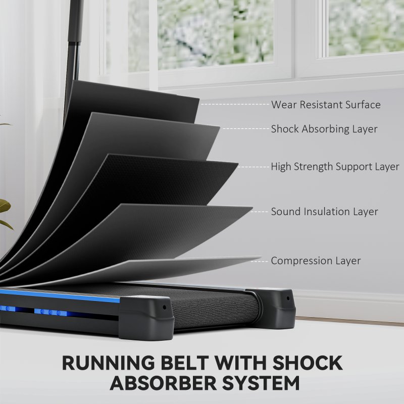 HOMCOM Folding Treadmill Walking Pad, 1-6km/h Treadmill Walking Machine, with Remote Control and LCD Display for Home Gym Office, Blue