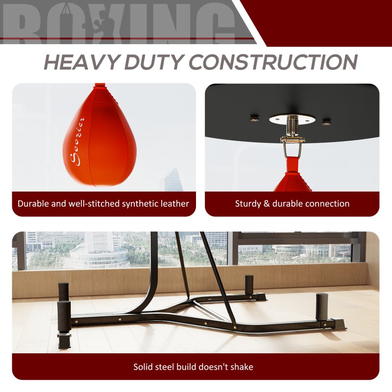 HOMCOM 2-in-1 170-190cm Freestanding Boxing Punch Bag Hanger, Speed Ball Station Platform, for Home, Gym, Black